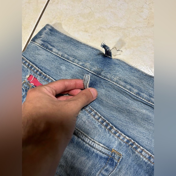 Polo Ralph Lauren Big Tall Varick Slim Straight Red Bandana Patch Distress Jeans - Picture 5 of 10